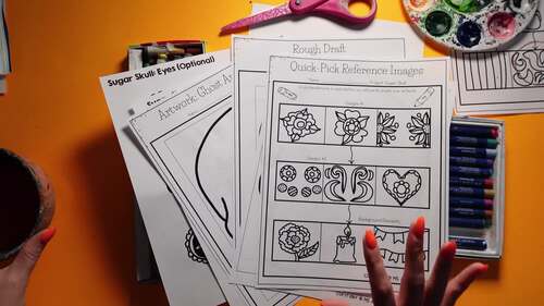 Sugar Skull Art Lesson Writing Prompts Día de los Muertos Day of the Dead