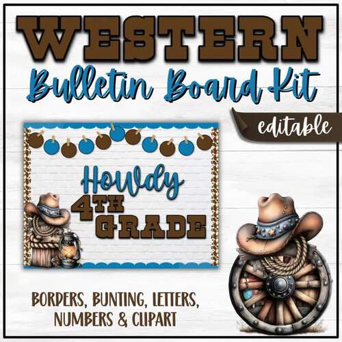 Western Classroom & Door Decor | Editable Cowboy Bulletin Board Kit by ...