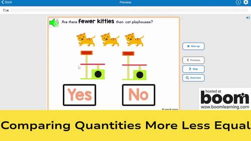Comparing Quantities More Less Equal Digital Boom Cards Kindergarten Math