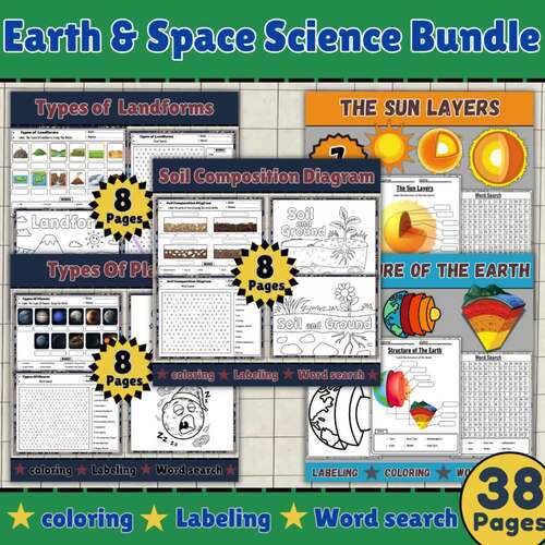 Earth & Space Science Bundle | Landforms, Soil, Earth Structure, Sun ...