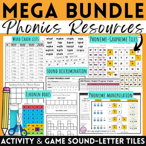 LEM Phonics & Phoneme Worksheets & Games Orthographic Mapping Mega Bundle