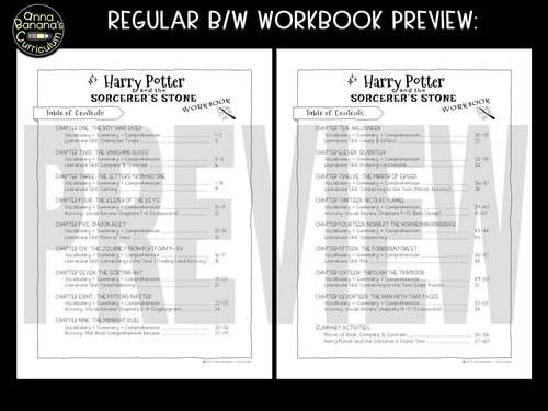 HARRY POTTER AND THE SORCERER'S STONE WORKBOOK Print Novel Study Voc ...
