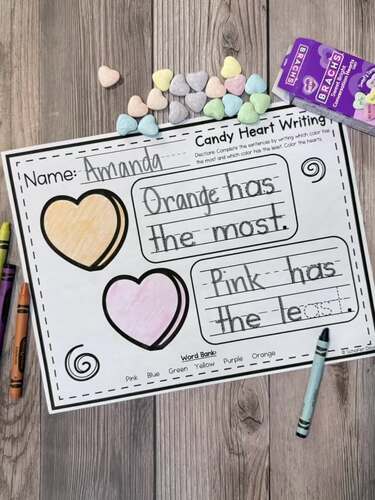 Candy Heart Math Activities | Sorting, Graphing, Adding, Writing and More