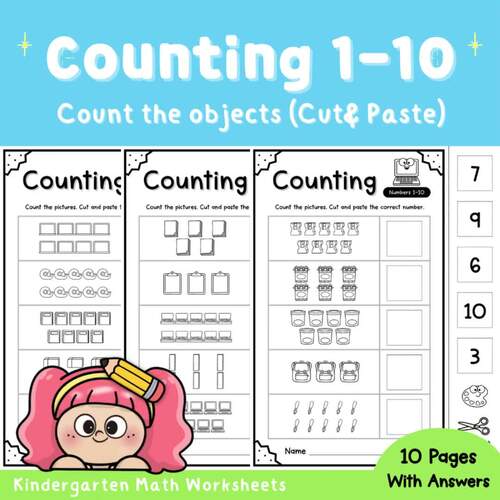 Back to school Counting 1–10 Cut and Paste Worksheets | Numbers 1–10