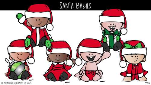 Santa Babies clip art, Christmas clip art Mini by Melonheadz Clipart