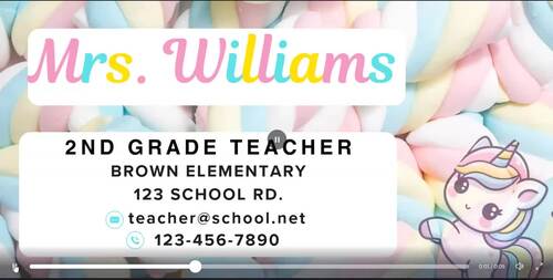Teacher Email Signature Template Editable Canva Animated Unicorn Pastel ...