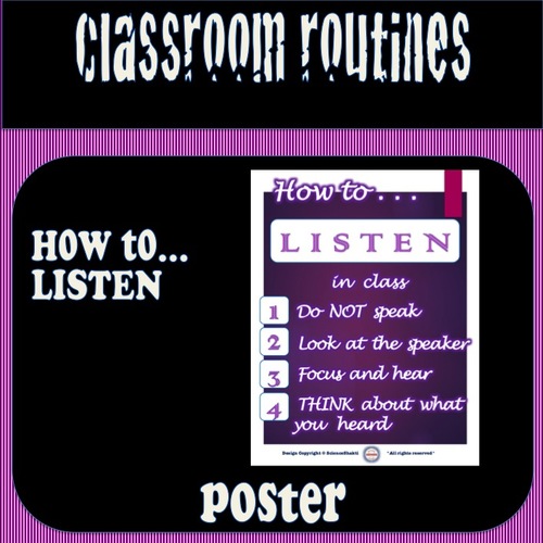 Preview of Classroom Routines - How to Listen - Poster
