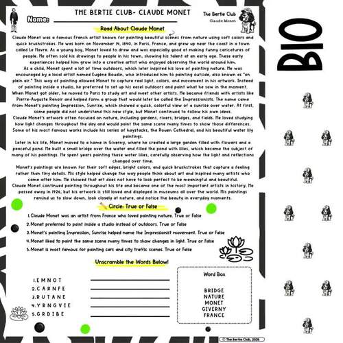 Jen Stark Art Activities | No Prep Sub Plans | Print & Go Bertie Filler ...