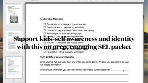 Engaging and Student Centered Identity and Self Awareness SEL Activities