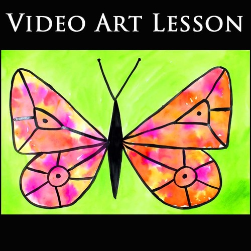 Preview of MONARCH BUTTERFLY Art Lesson | SYMMETRY Spring Drawing & Painting Activity