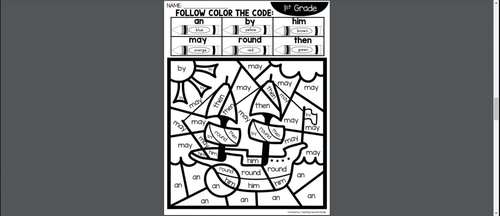 Thanksgiving Color by Sight Word with 1st Grade Words by Teaching ...