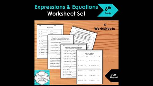 6th Grade Expressions and Equations Worksheet Practice Set | TpT