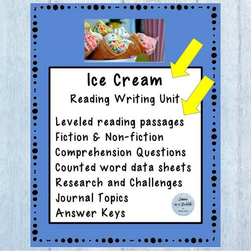 Reading Differentiated Passages Ice Cream grade 2, 3, 4 with word count