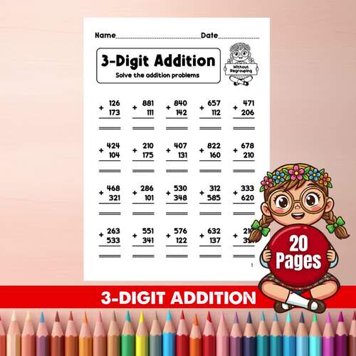 3-Digit Addition Without Regrouping Worksheets Spring | 3rd Grade Math ...