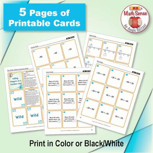 Adding Integers on Number Line: PDF Card Games & PPT / Google Activities 7N11-N