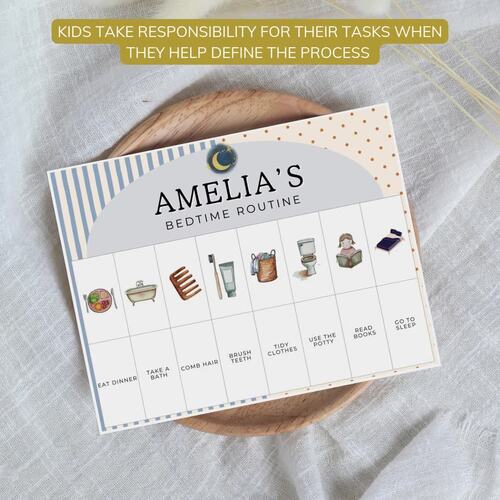 Orange and Blue Editable Bedtime Routine Visual Schedule Flip Chart ...
