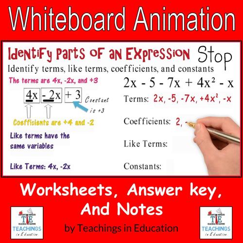 Preview of Identifying Expression Parts: Whiteboard Animation Packet