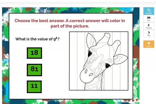 Exponents Color the Picture BOOM Cards by CarolJ Creations | TPT
