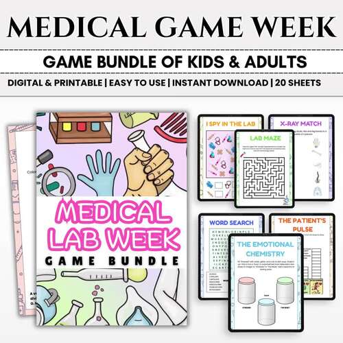 Medical Lab Week Games Bundle: Science Lab Activities & STEM Lab Worksheets