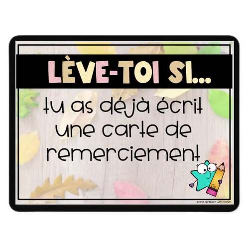 Lève-toi si... l'Action de grâce | French Thanksgiving Stand Up Sit Down
