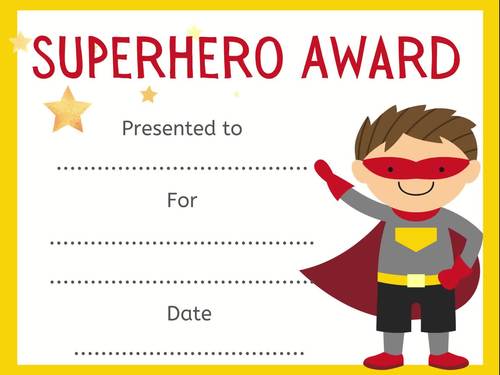 Superhero certificates (print or use online) by Wonder at the World