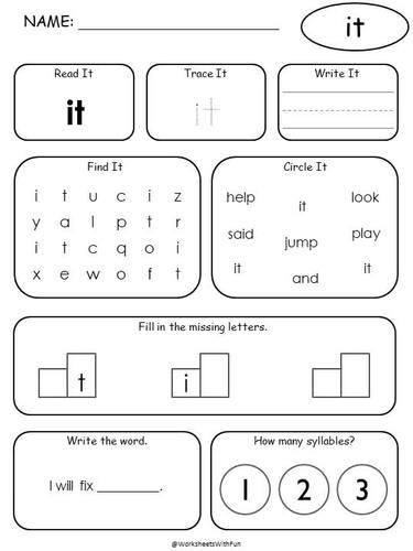 Pre-Primer Dolch Sight Words Worksheets | Read Trace Write Find Circle ...