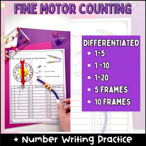 Fine Motor Counting to 5, 10, and 20: Number Identification, Writing ...