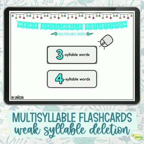 Weak Syllable Deletion Multisyllabic Words Flash Cards | Print and Digital