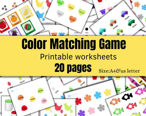 20 pages Color Matching game, Preschool Curriculum, Learning Colors