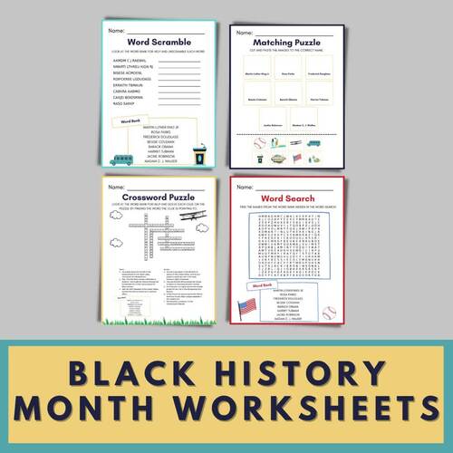 Black History Month Worksheets by Jenny Marie | TPT