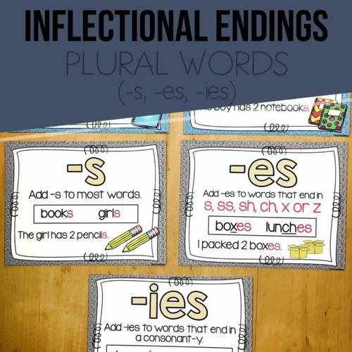 Inflectional Endings Plural Words, Anchor Chart, Posters, Sorts, and