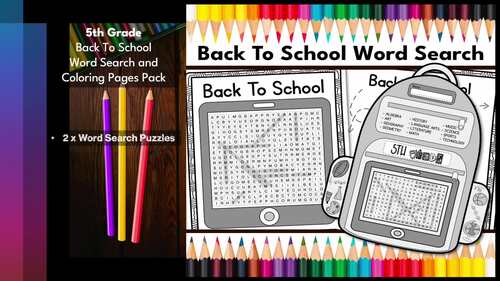 5th Grade Back to School after Winter Break Word Search and Coloring ...