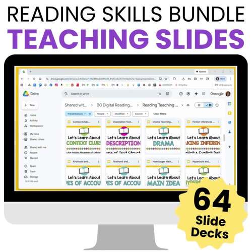 Reading Slides Bundle for 4th & 5th Grade | 65 Skill Lessons + Student ...