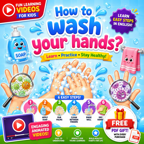 Preview of How to Wash Your Hands? | Fun Educational Videos for Kids + FREE PDF Gift!