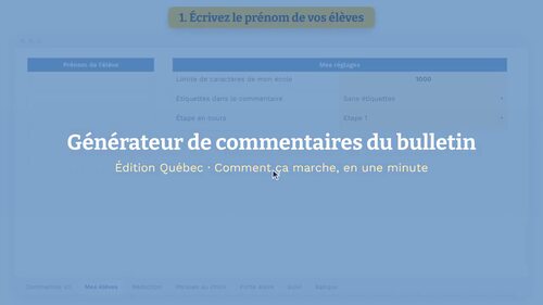 French Report Card Comments Québec Grade 1 | Commentaires bulletin 1re ...