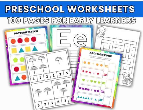 Early Learning Activities - 100 Printable Worksheets and 10 Math Games