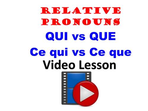 Preview of Relative Pronouns QUI vs QUE, CE QUI vs CE QUE: French Video Lesson