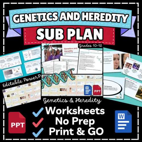 Genetics Sub Plans Full Day Lesson Punnett Squares Worksheet Heredity ...