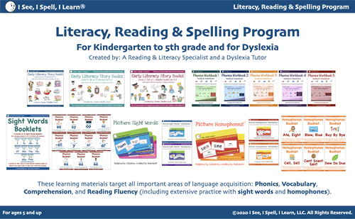 Preview of Literacy, Reading & Spelling Program for ages 5 & up (Physical & Digital Tools)