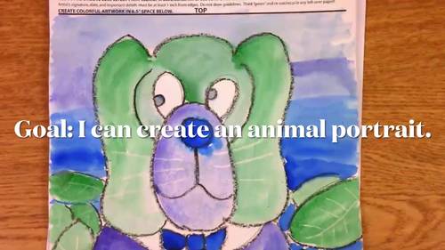 Preview of Animal Portraits (watercolor) Square 1 Art Project 1/2 videos
