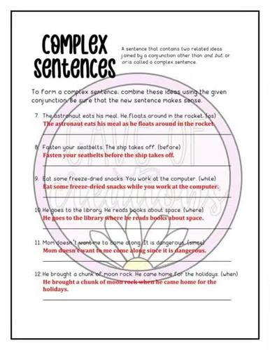 Conjunctions & Complex Sentences - Worksheets - No Prep Required