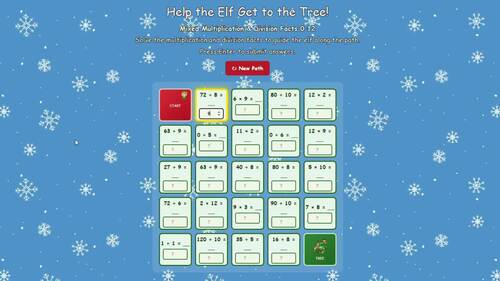 Help the Elf Get to the Tree! | Multiplication Division 0-12 | Digital ...