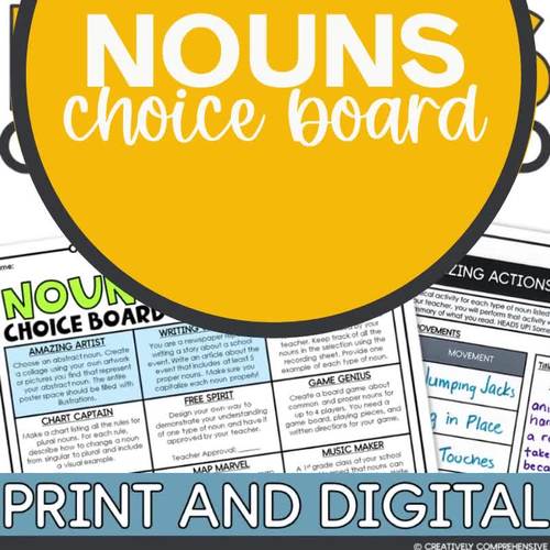 Nouns Choice Board by Creatively Comprehensive TPT