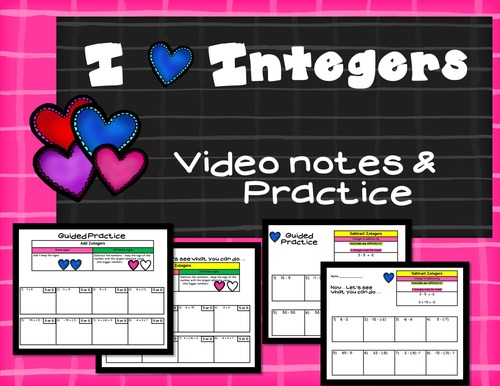 Preview of Integers-Video Notes-Guided & Independent Practice - Add & Subtract TEKS 6.3D