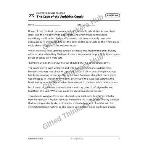 Halloween Reading Comprehension Mystery | Differentiated Grades 3-5