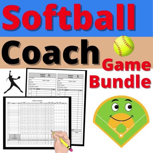 Softball Game Bundle Score sheets Roster Cards Coach Umpire Editable