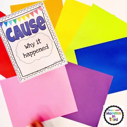 Cause and Effect Posters and Color Coding Worksheet - Text Structure ...
