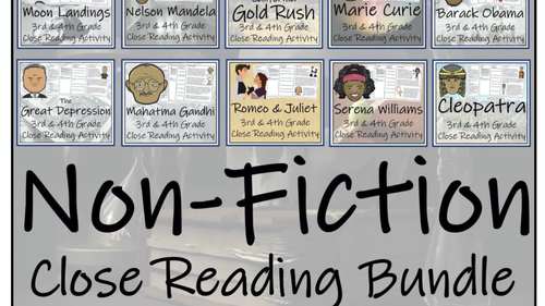 Nonfiction Volume 2 Close Reading Comprehension Bundle 3rd Grade & 4th ...
