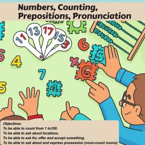 ESL Everyday English Practice Lesson: Numbers 1–100, Prepositions of Place