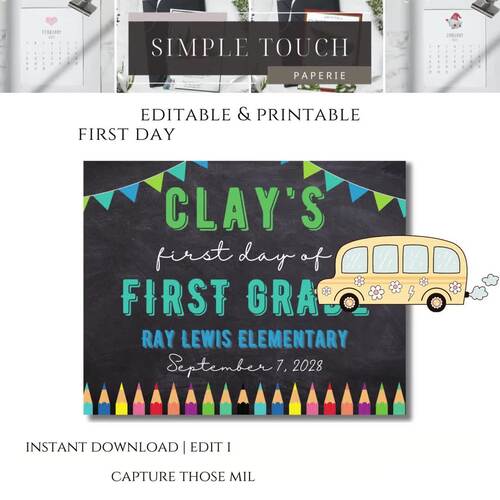 Editable and Printable First Day of School Sign Template | TPT